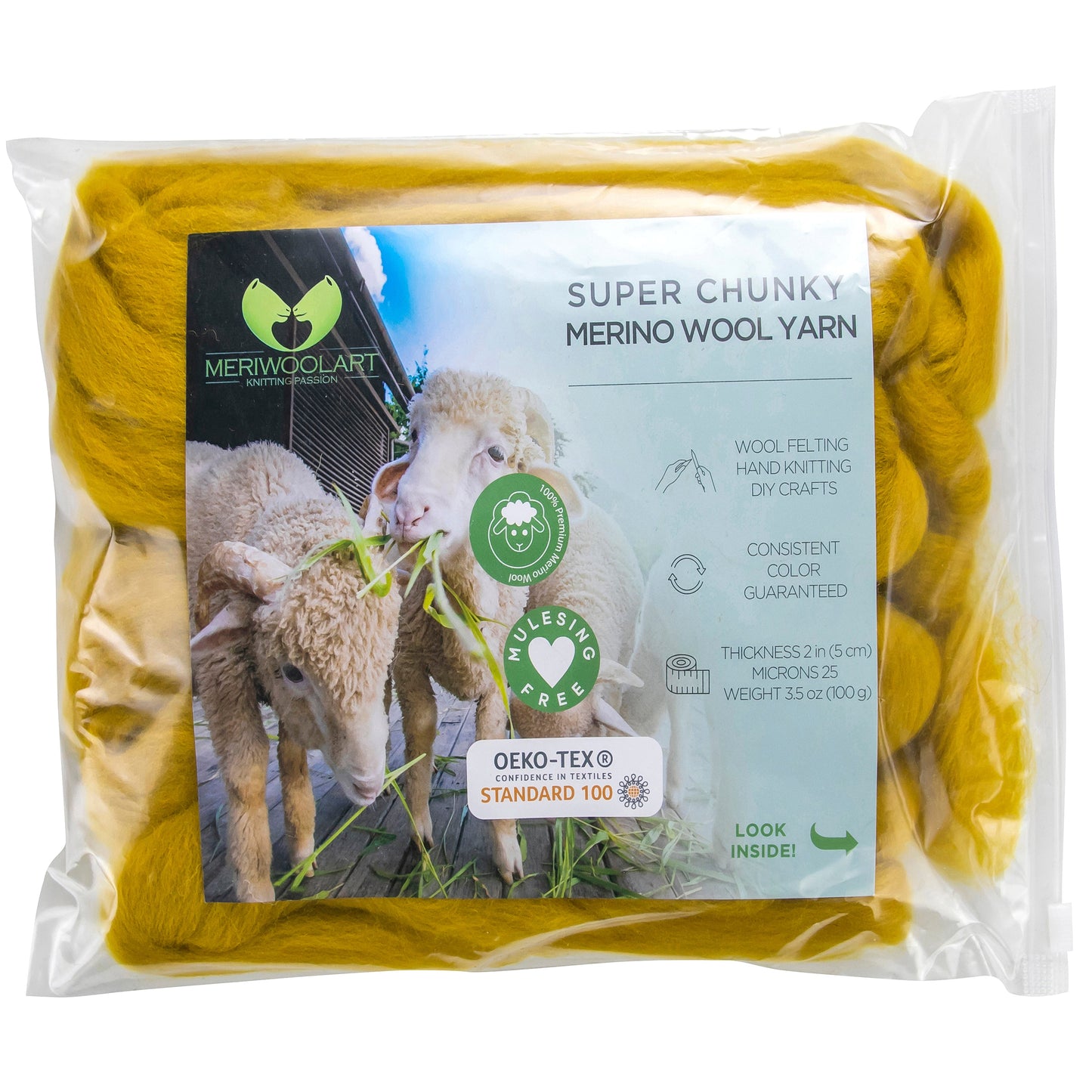 TOBACCO CHUNKY MERINO WOOL 2 CM, 23 MICRON