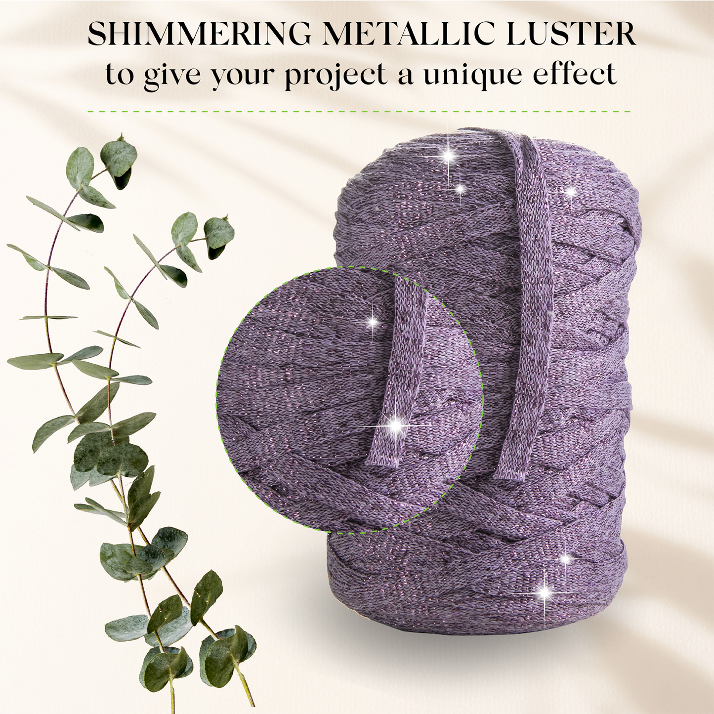 Lavanda Cotton Ribbon Lurex 10mm 125m