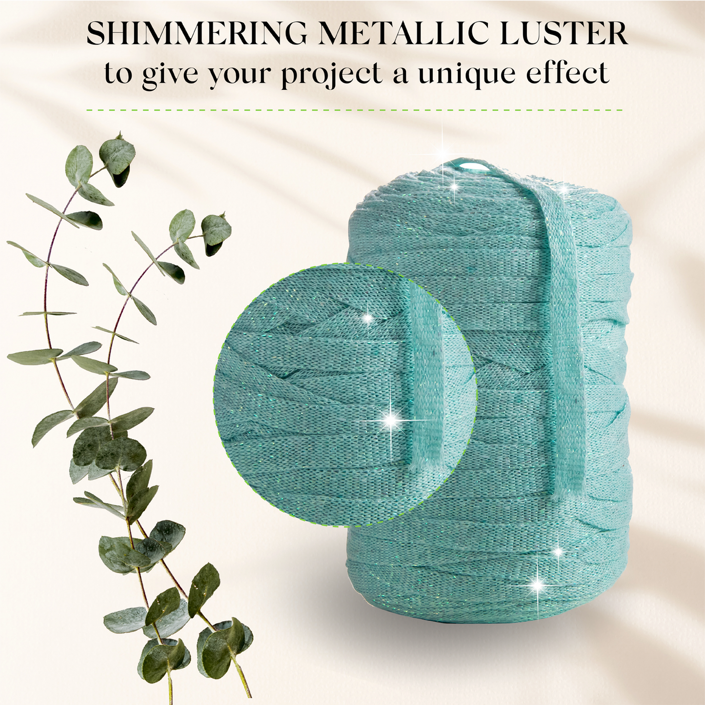 Aqua Cotton Ribbon Lurex 10mm 125m