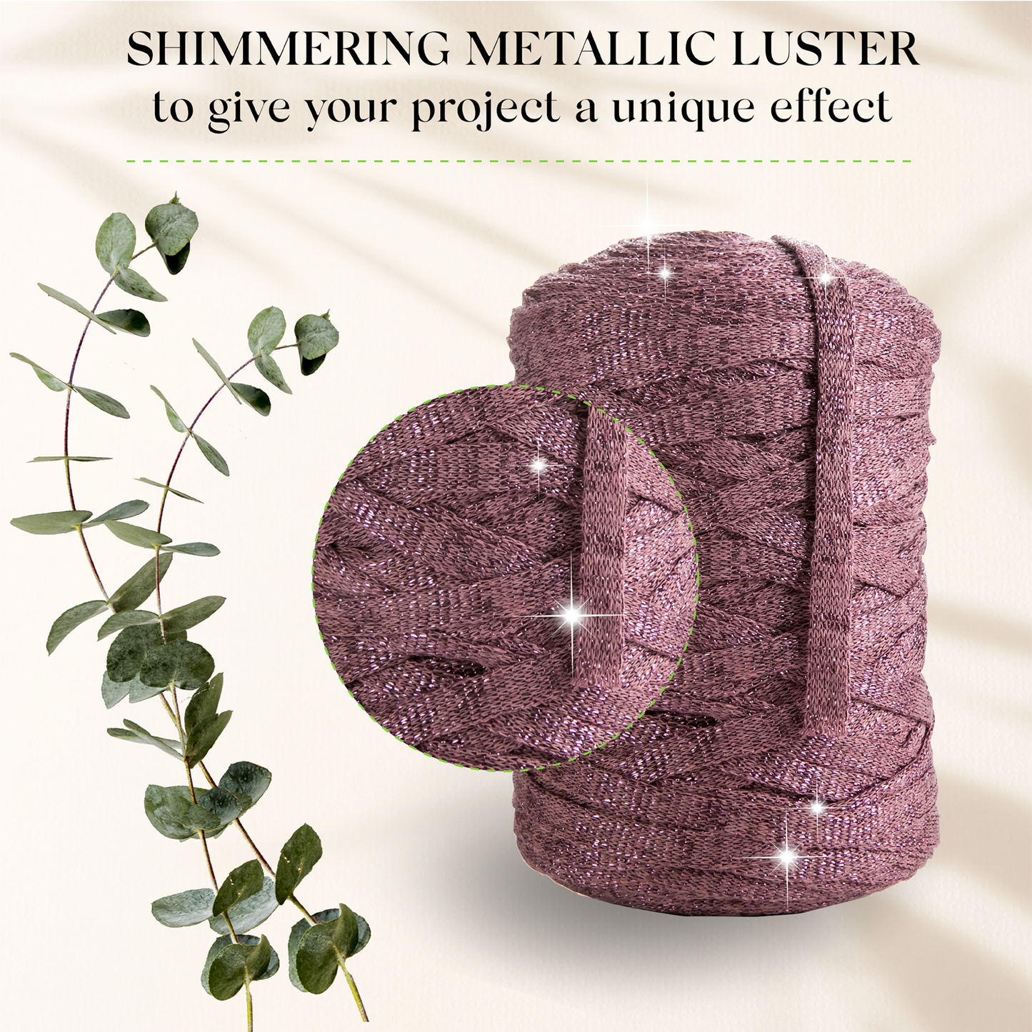 Plum Cotton Ribbon Lurex 10mm 125m