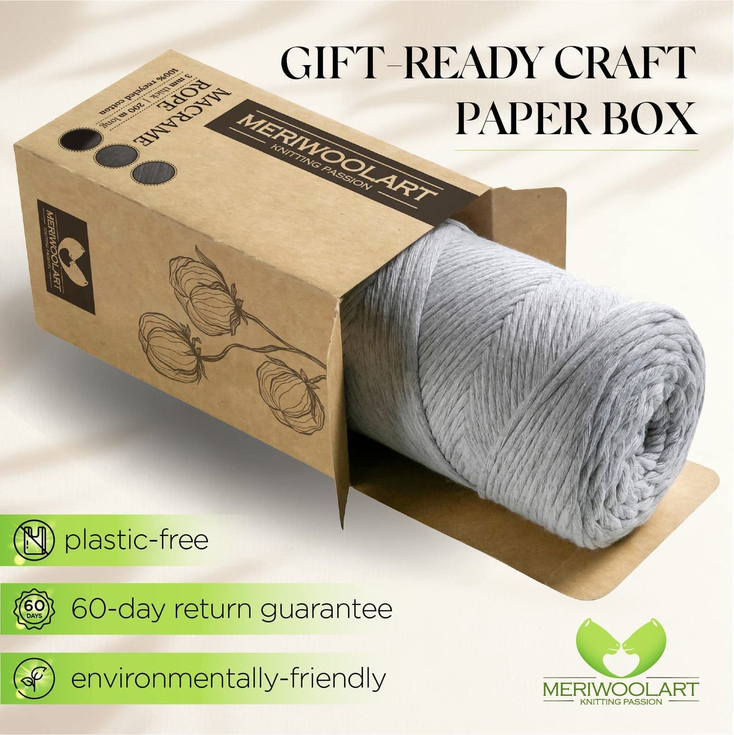 Light Gray Single Twisted Macramé 3mm 200m