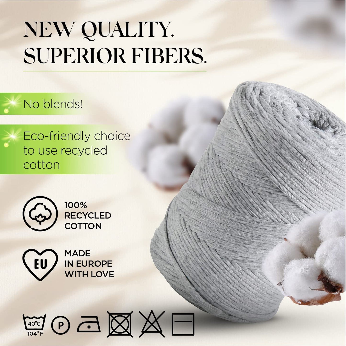 Light Gray Single Twisted Macramé 3mm 200m