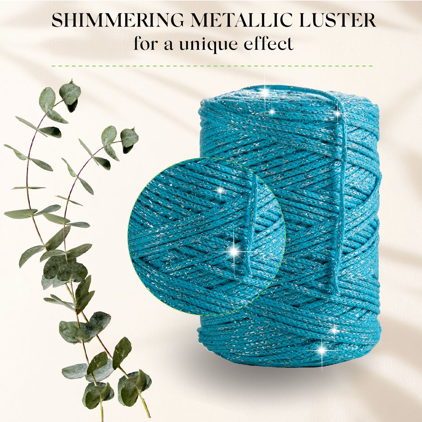 Turquise Macramé Cotton Lurex 2mm 225m