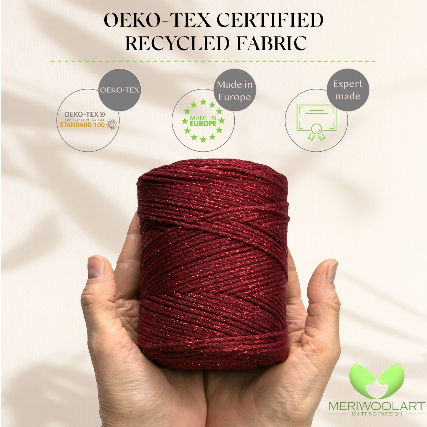 Burgundy Macramé Cotton Lurex 2mm 225m