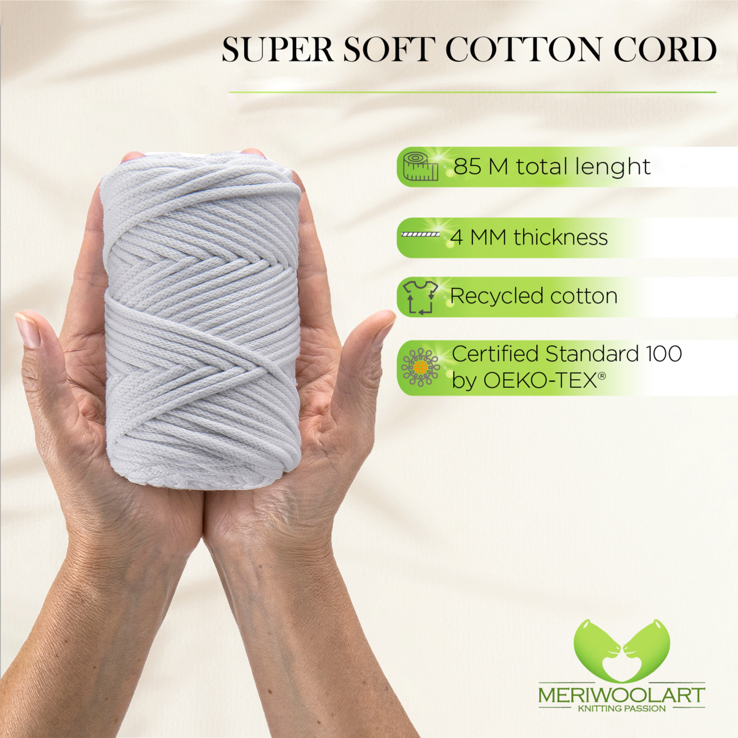 White Macramé Cord 4mm 85m