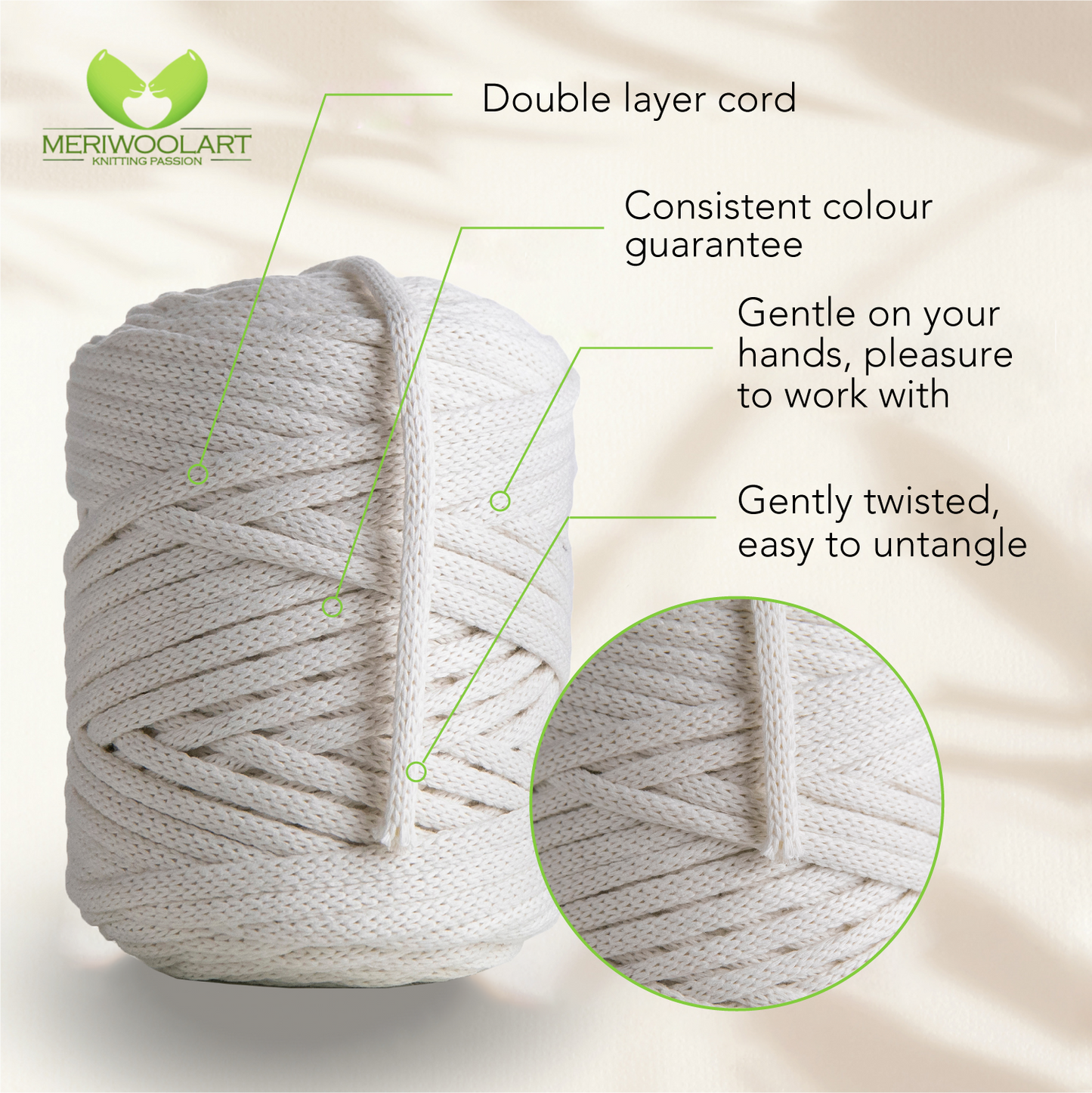 Natural Macramé Cord 6mm 85m