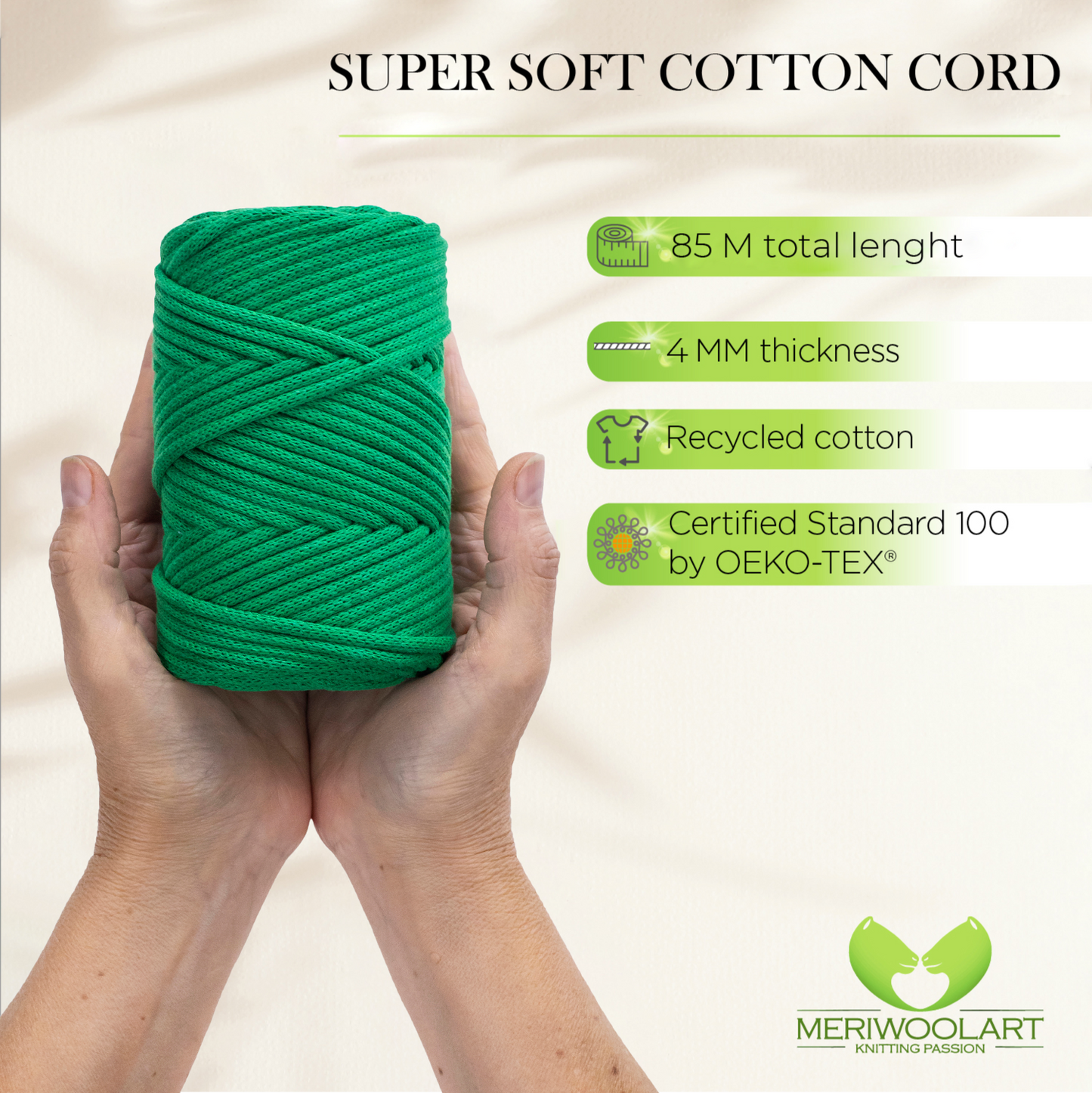 Green Macramé Cord 4mm 85m