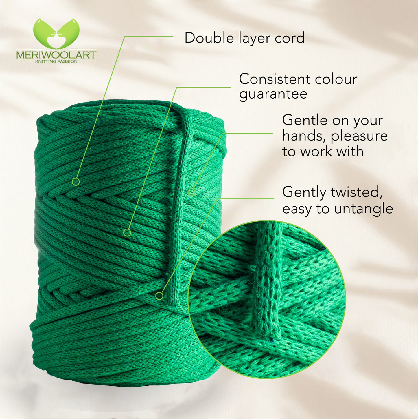 Green Macramé Cord 4mm 85m