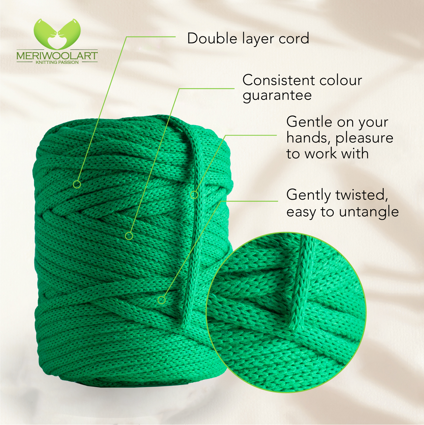 Green Macramé Cord 6mm 85m