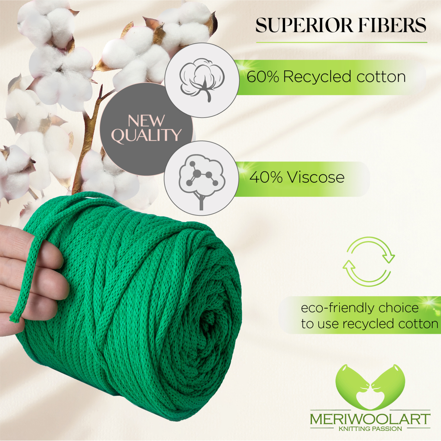 Green Macramé Cord 6mm 85m