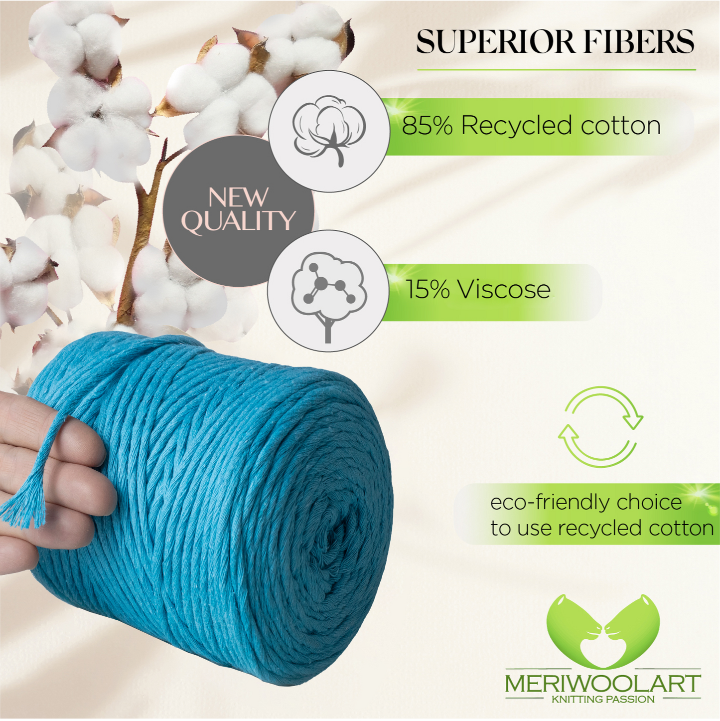 Turquoise Blue Single Twisted Macramé 4mm 225m