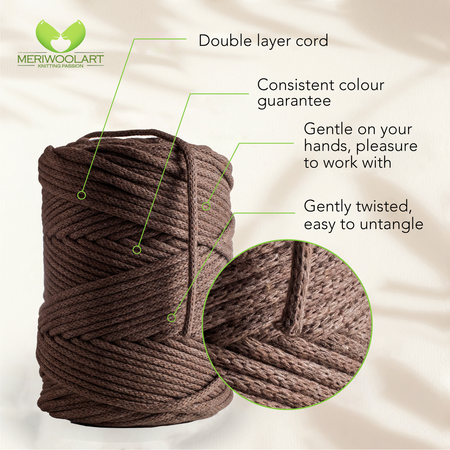 Brown Macramé Cord 4mm 85m