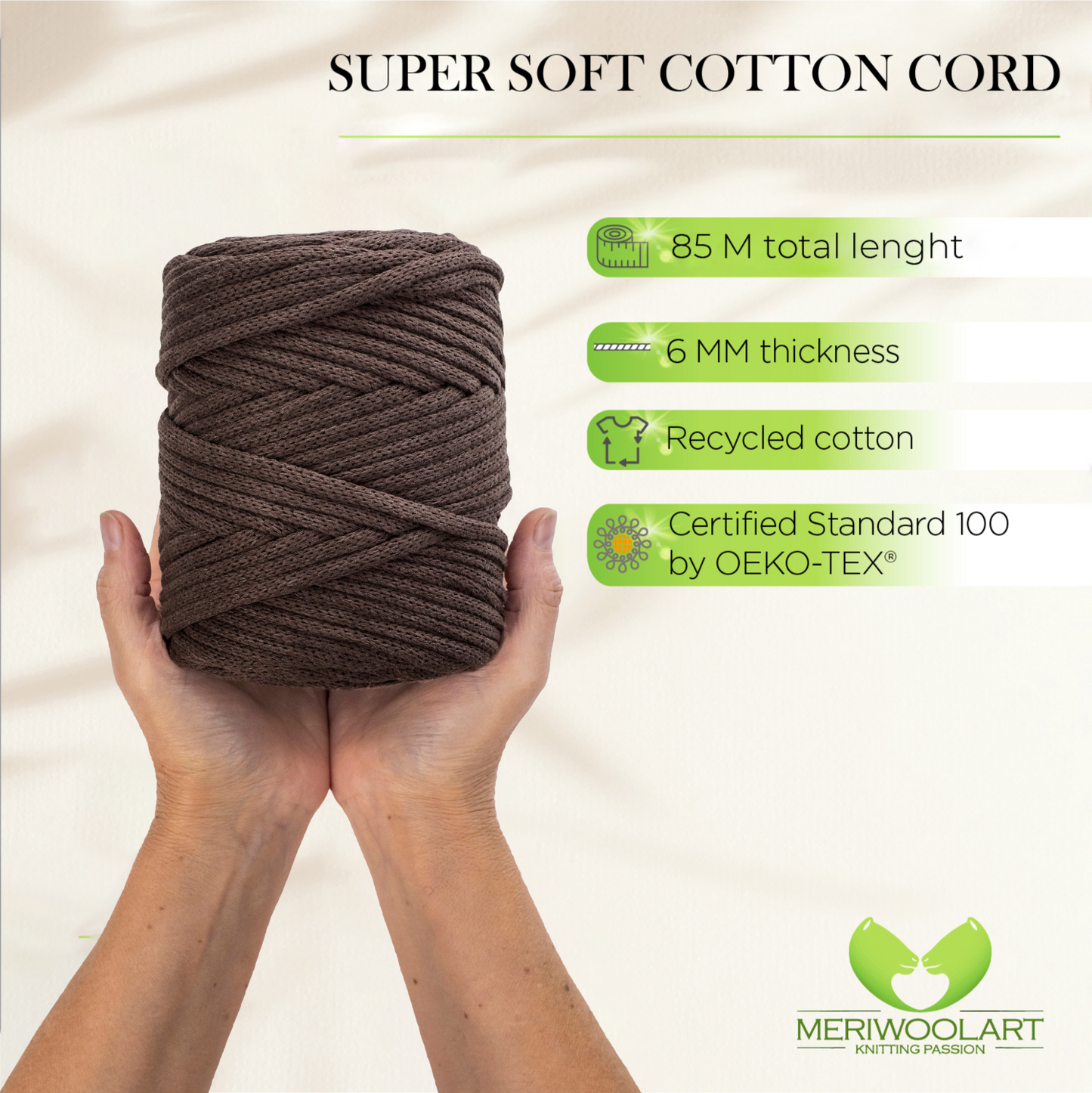 Brown Macramé Cord 6mm 85m