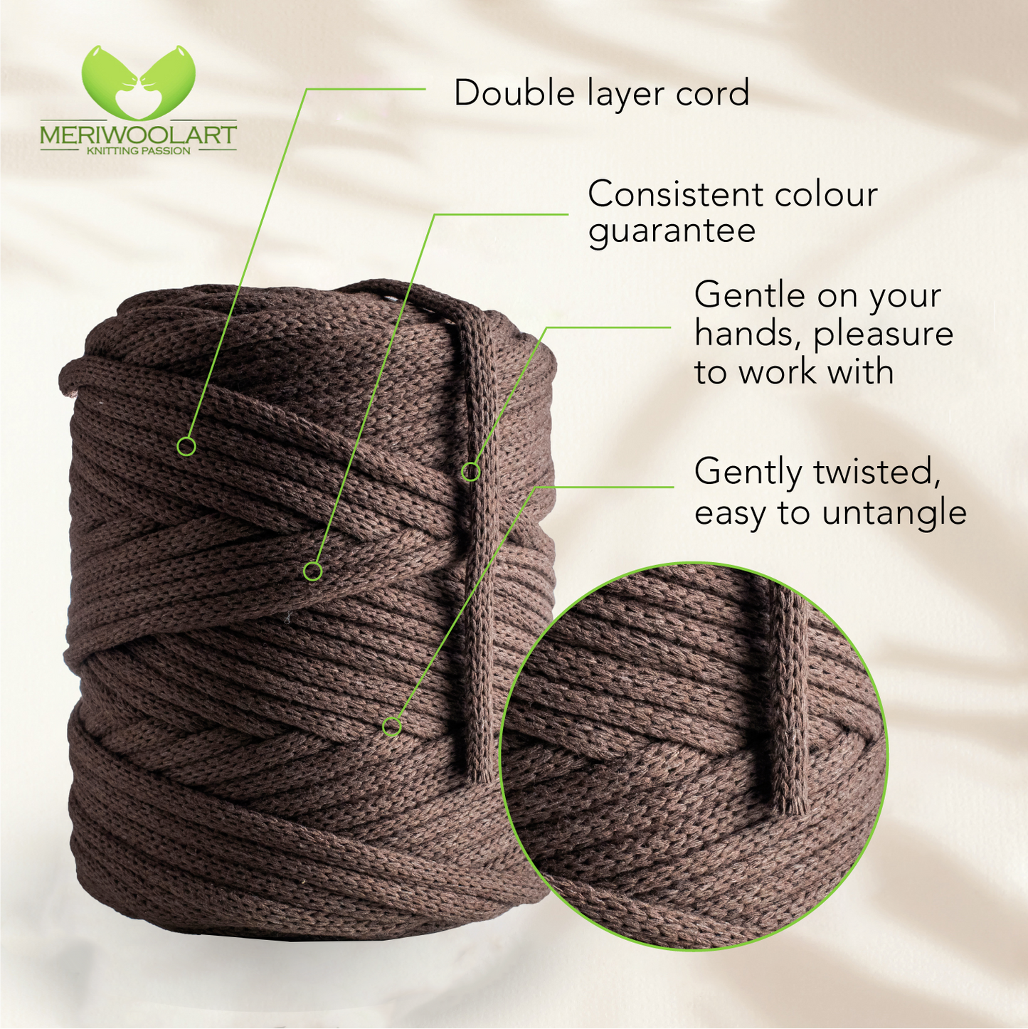 Brown Macramé Cord 6mm 85m