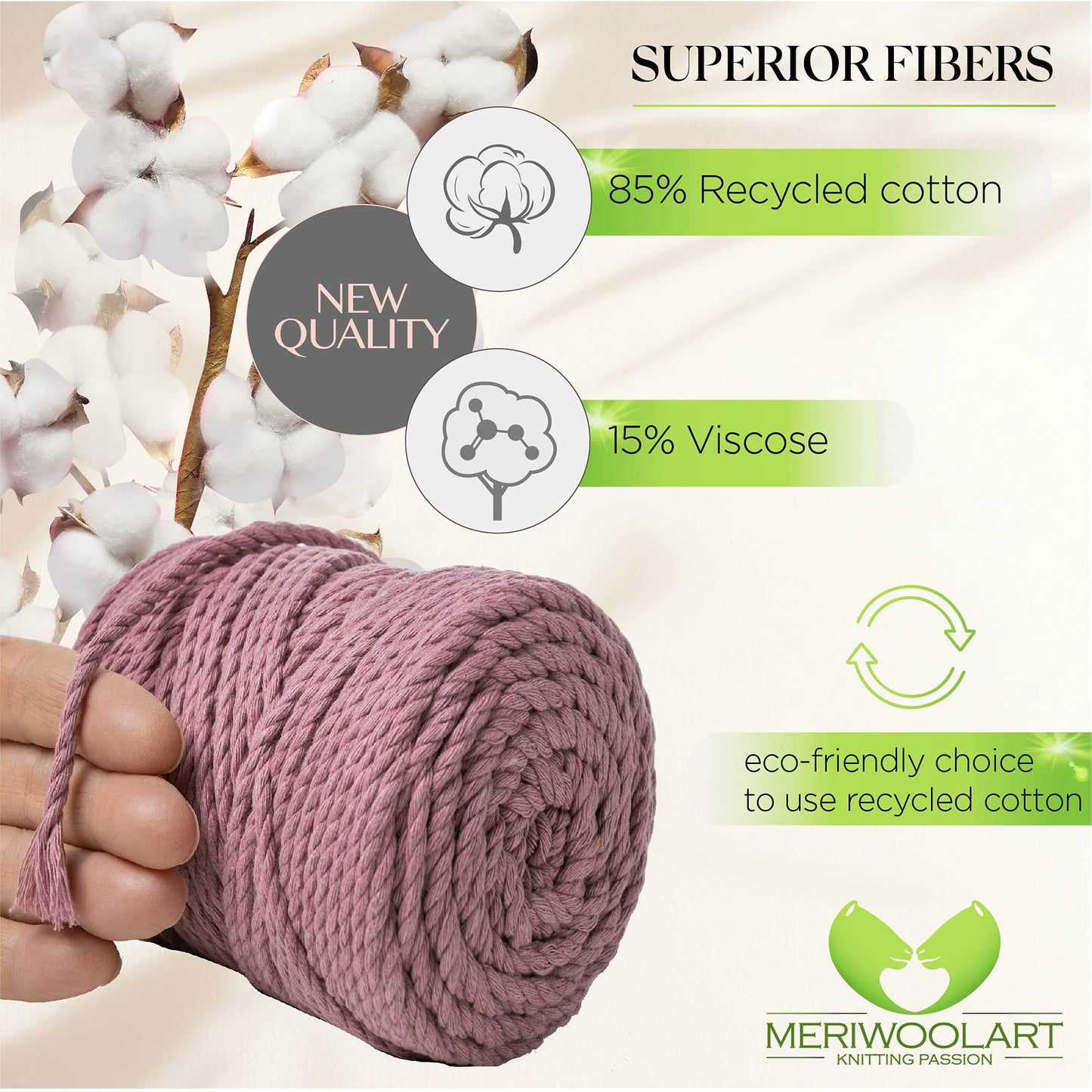 PLUM MACRAMÉ ROPE 4 MM, 75 M