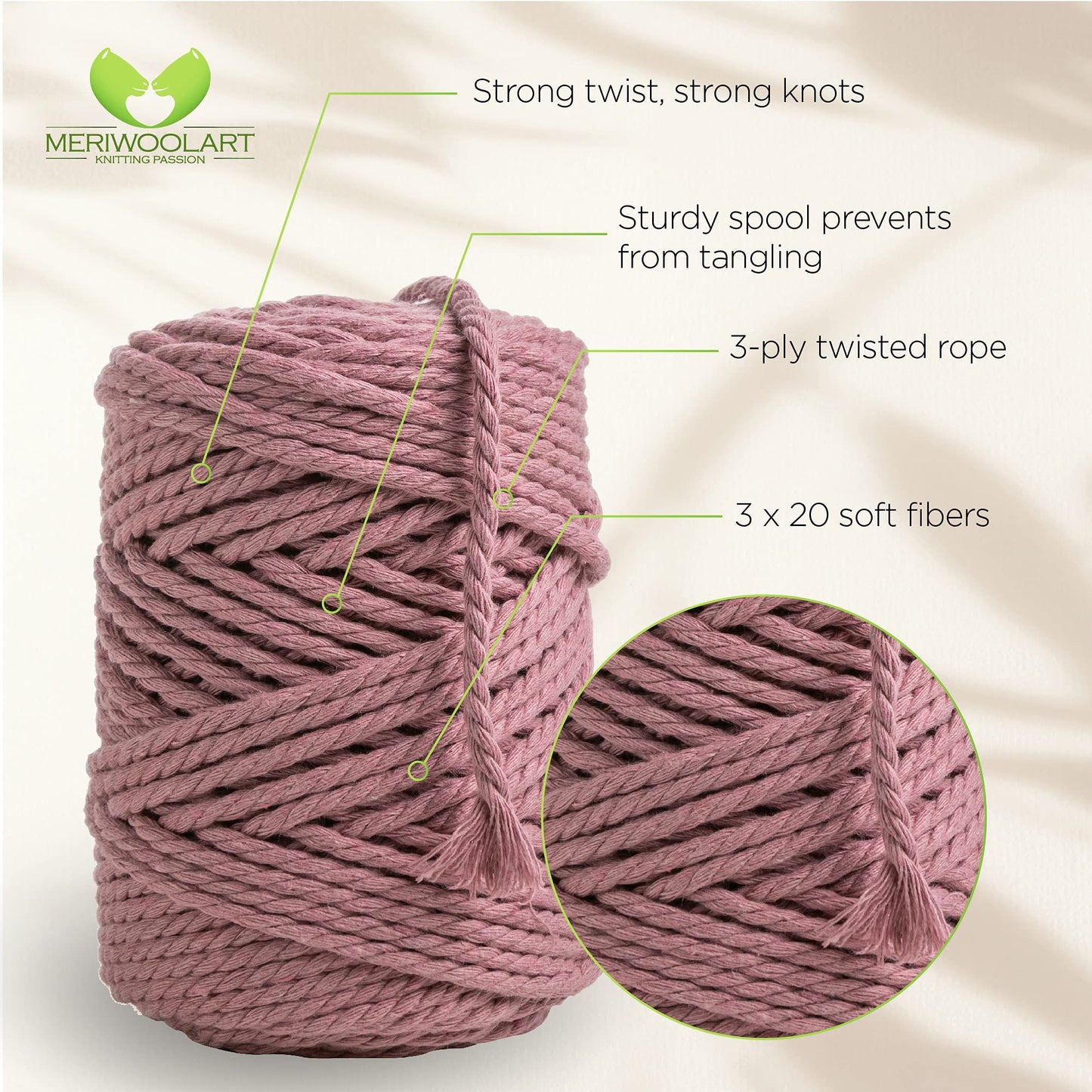 PLUM MACRAMÉ ROPE 4 MM, 75 M