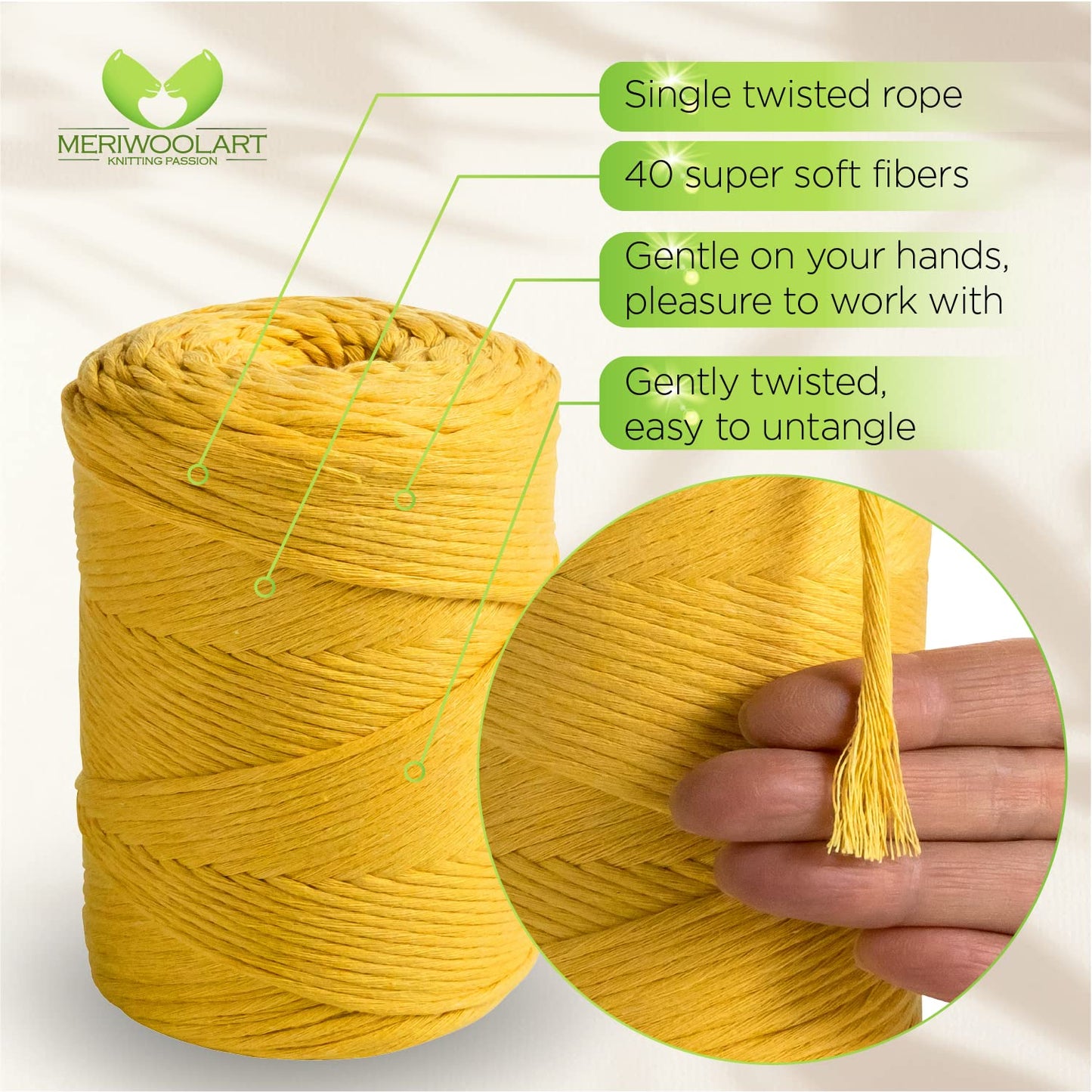 Tobacco Single Twisted Macramé 3mm 200m