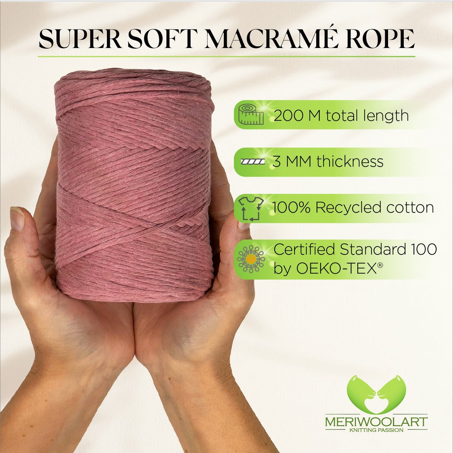 Plum Single Twisted Macramé 3mm 200m