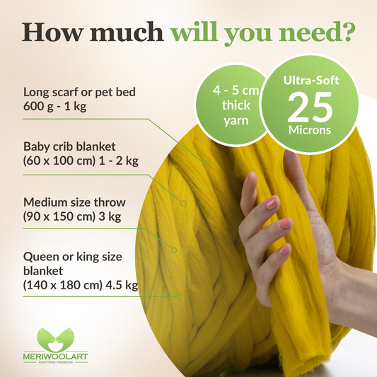 TOBACCO SUPER CHUNKY MERINO WOOL 4-5 CM, 25 MICRONS