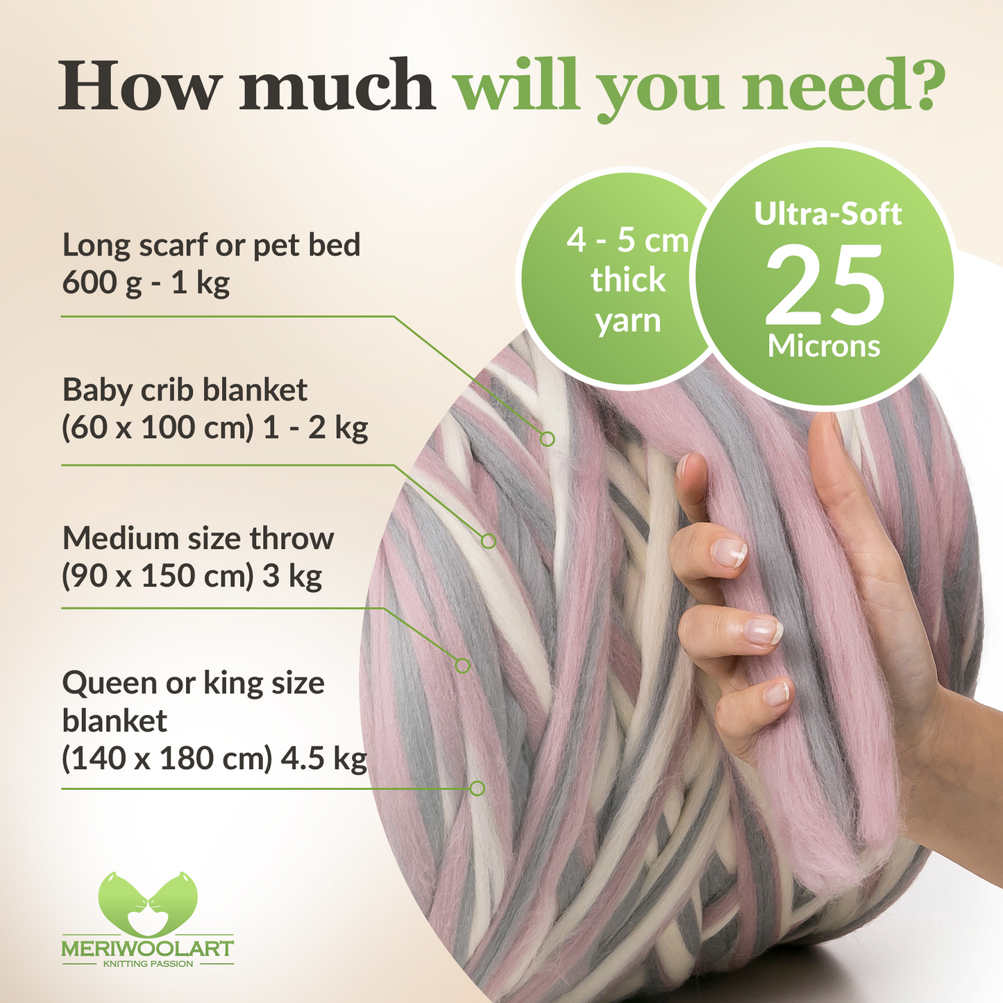 CLOWN SUPER CHUNKY MERINO WOOL 4-5 CM, 25 MICRONS