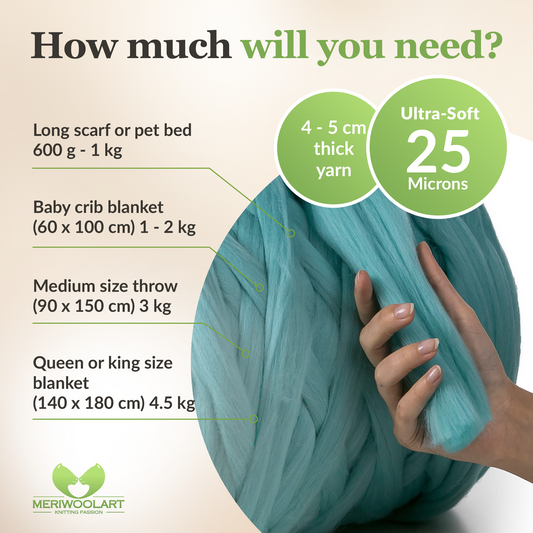 OCEAN SUPER CHUNKY MERINO WOOL 4-5 CM, 25 MICRONS