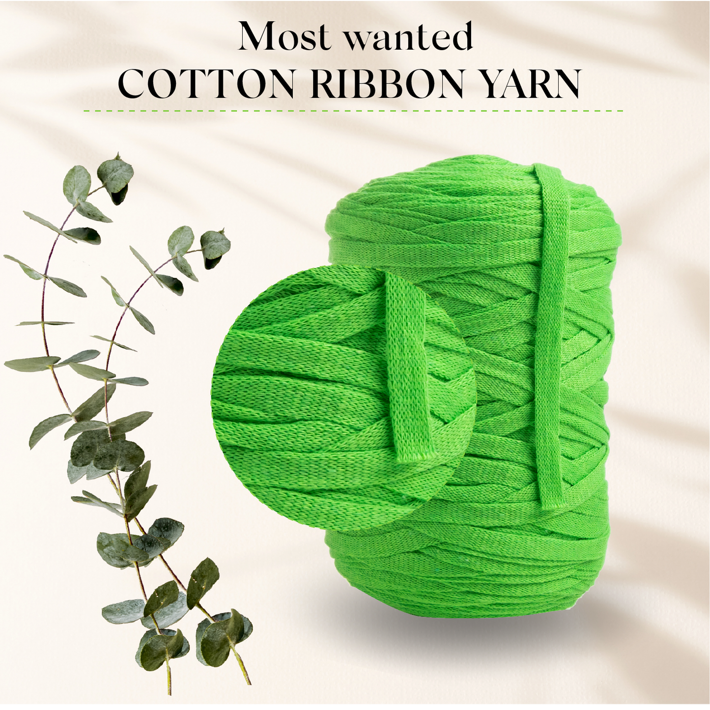 Neon Green Cotton Ribbon 10mm 150m