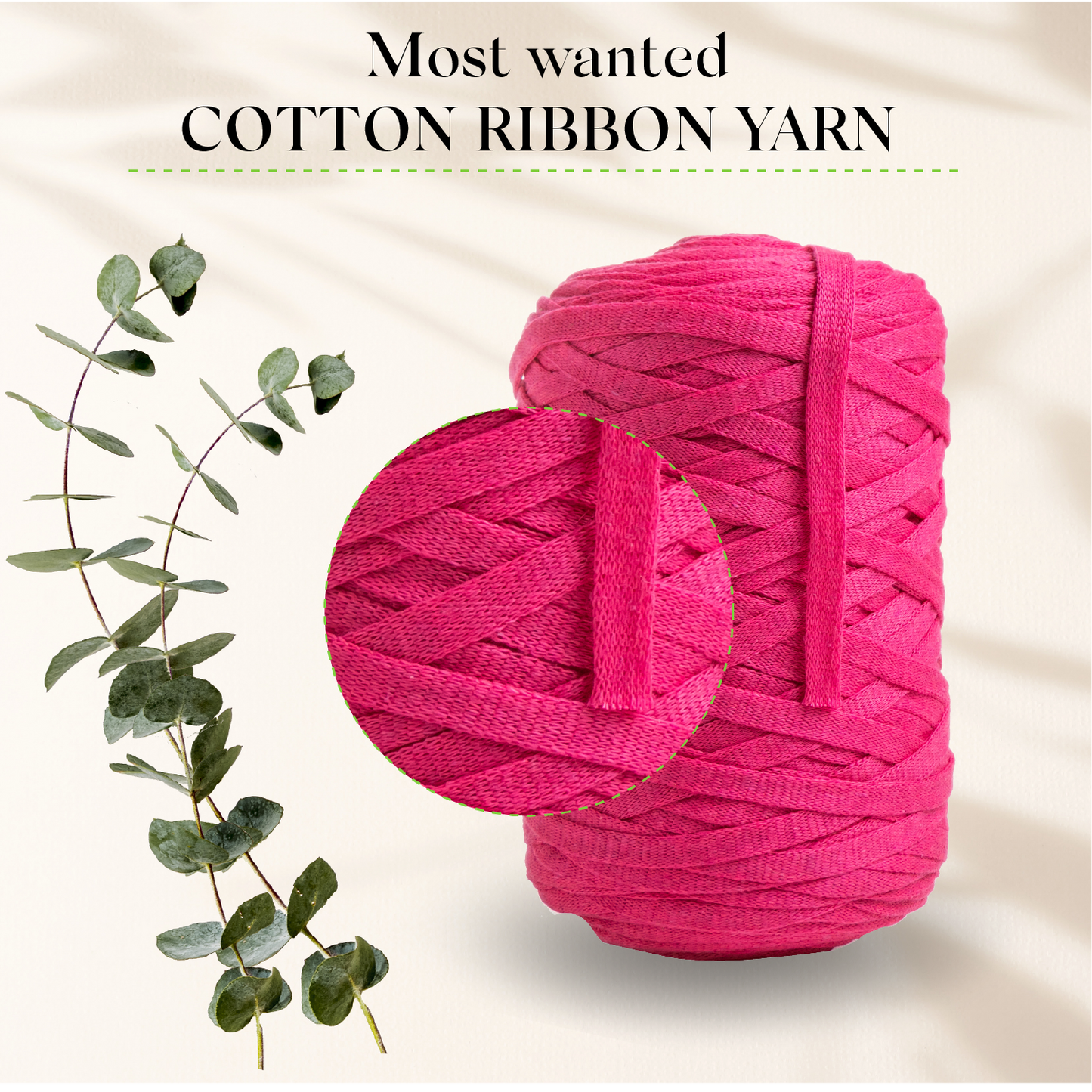 Neon Pink Cotton Ribbon 10mm 150m