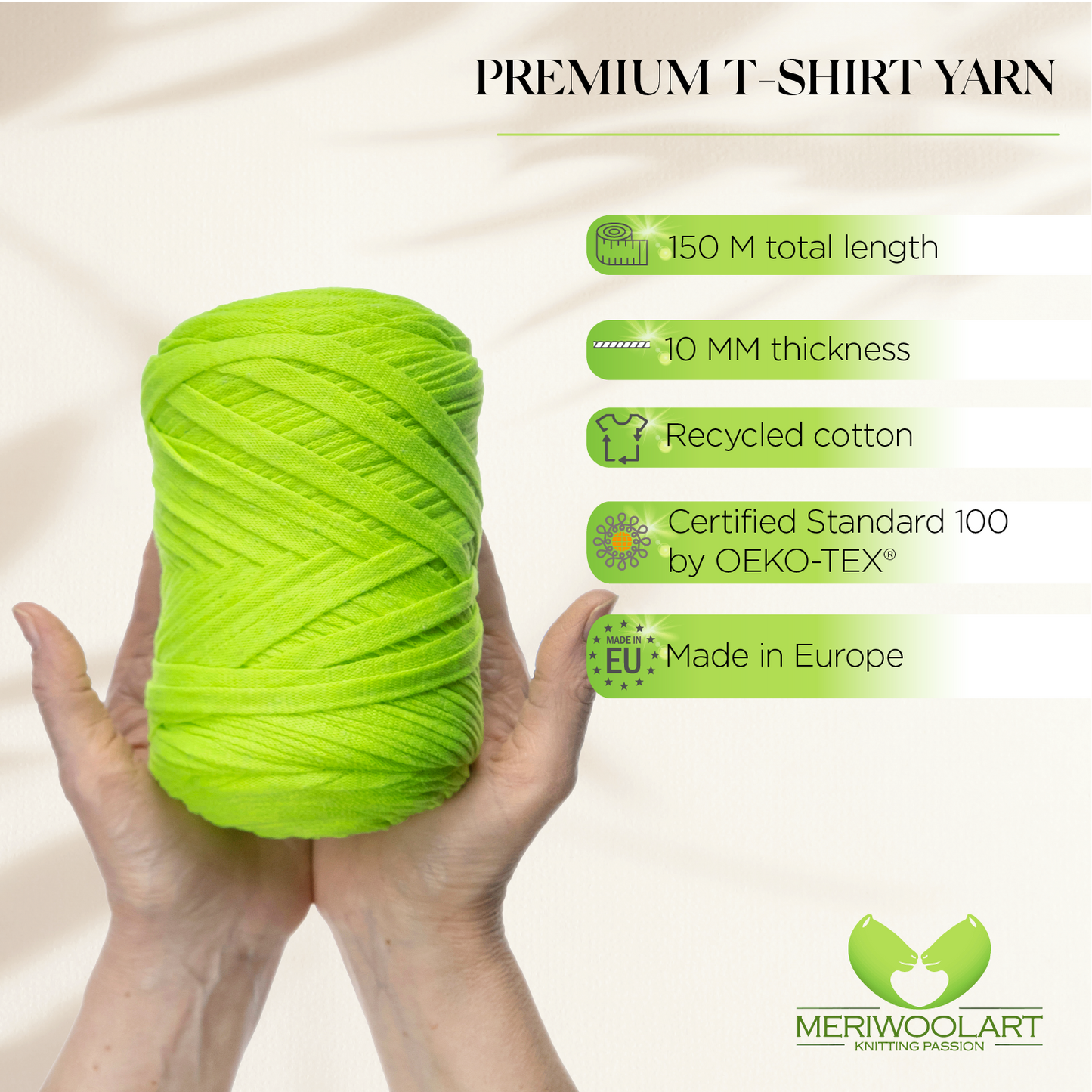 Neon Yellow Cotton Ribbon 10mm 150m