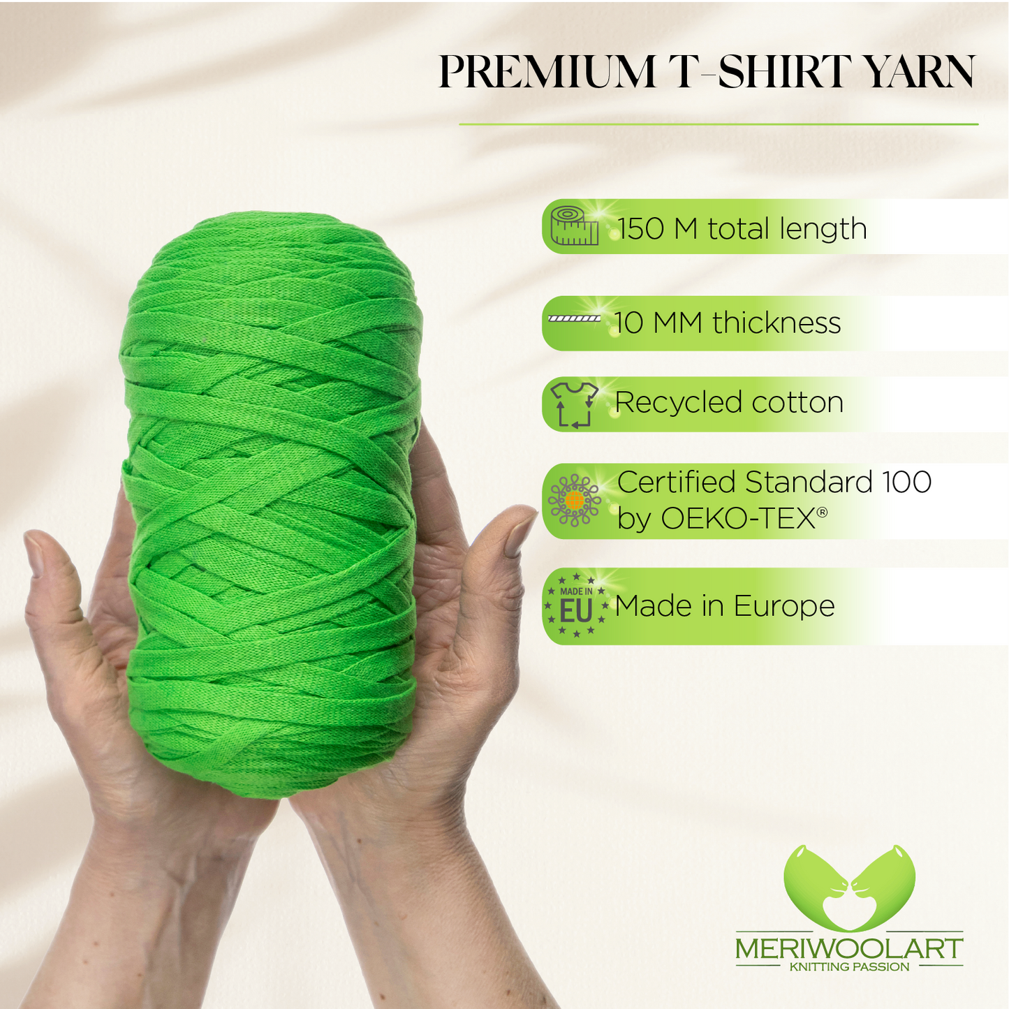 Neon Green Cotton Ribbon 10mm 150m