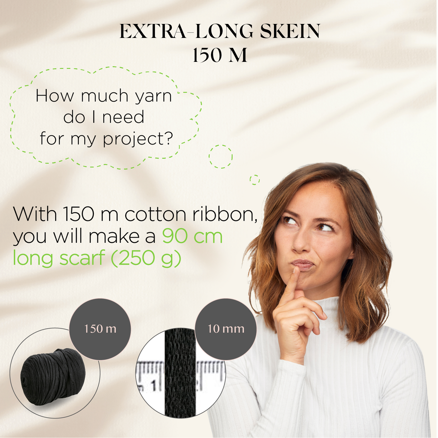 Black Cotton Ribbon 10mm 150m