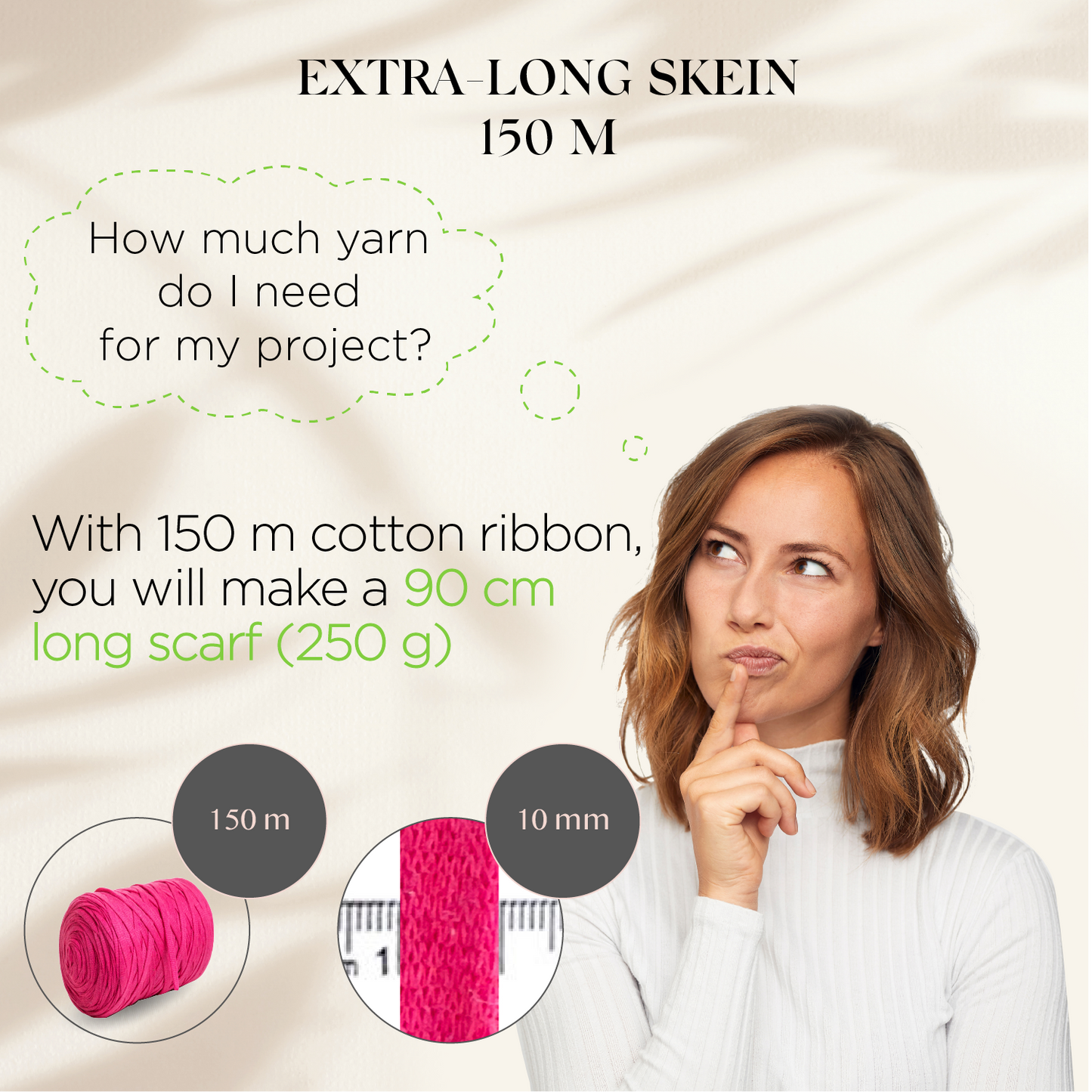 Neon Pink Cotton Ribbon 10mm 150m