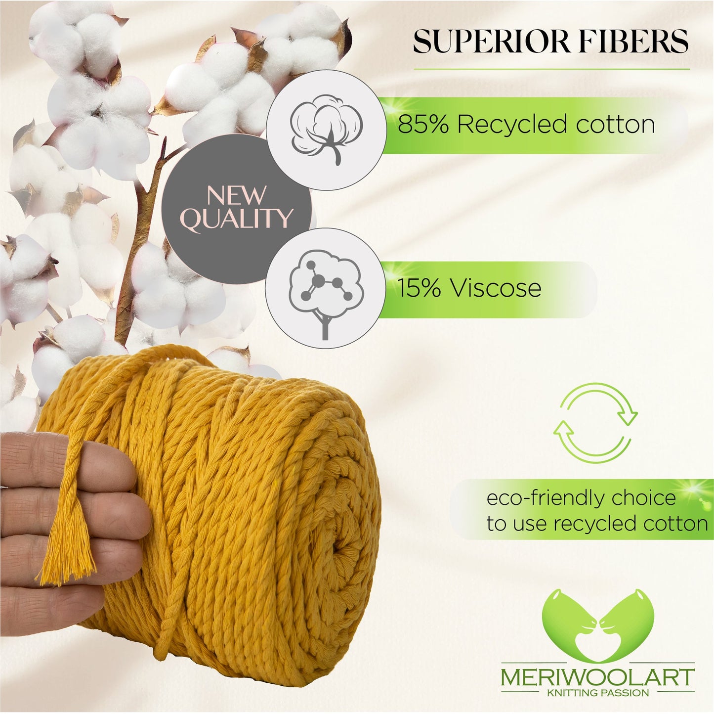 TOBACCO MACRAMÉ ROPE 6 MM, 100 M