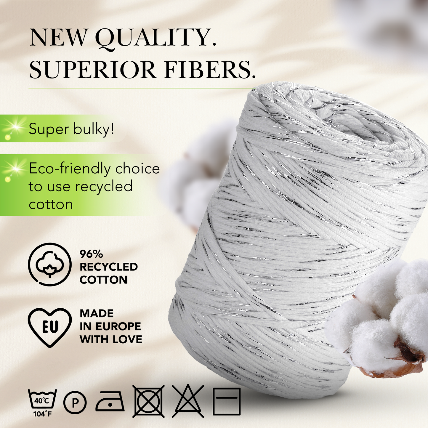 White Lurex Single Twisted Macramé 3mm 200m