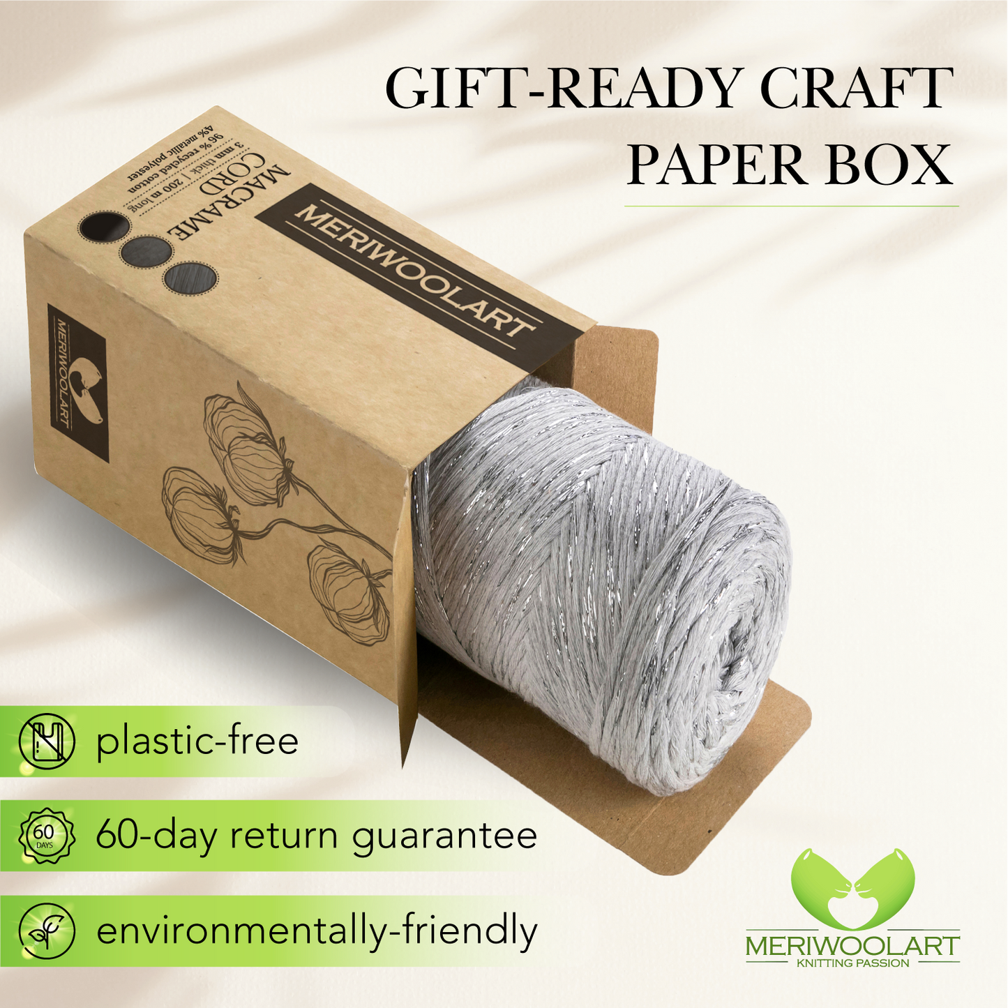 Light Gray Lurex Single Twisted Macramé 3mm 200m