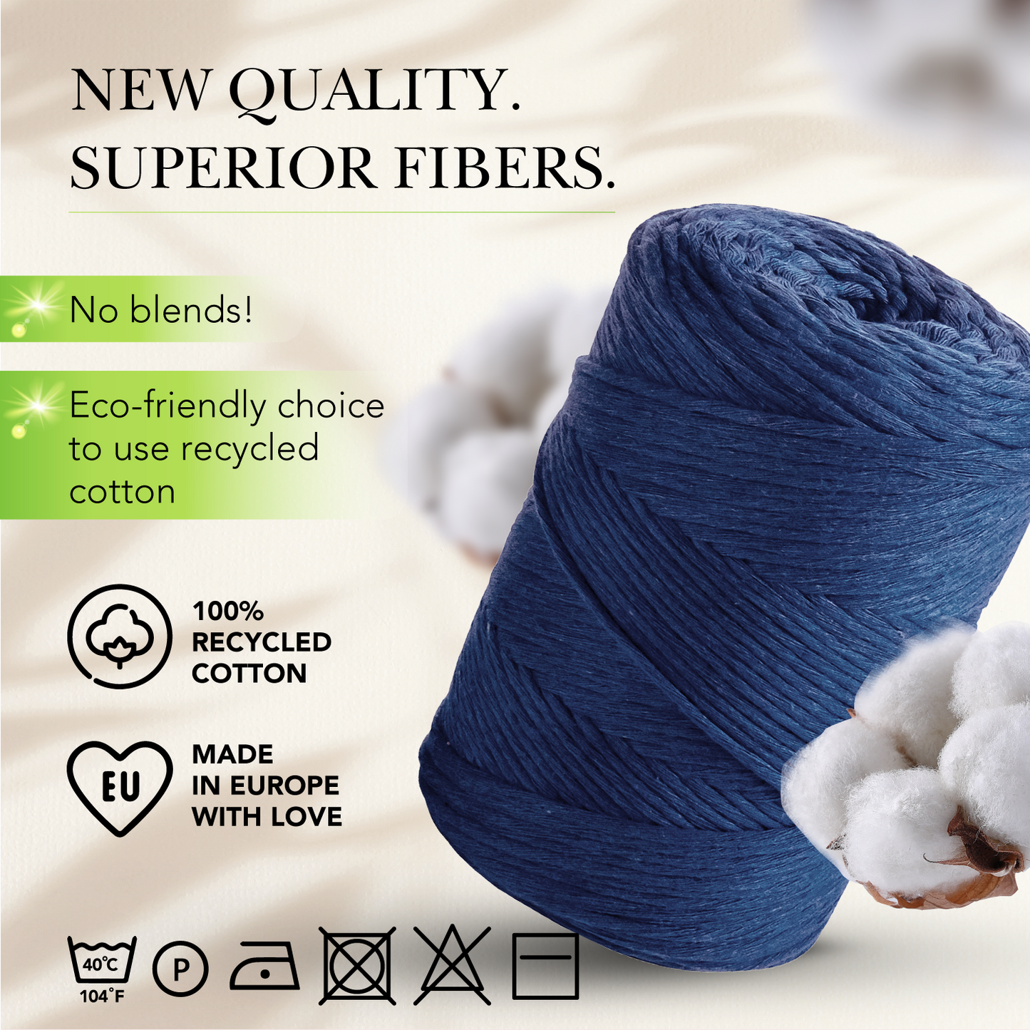 Dark Blue Single Twisted Macramé 3mm 200m