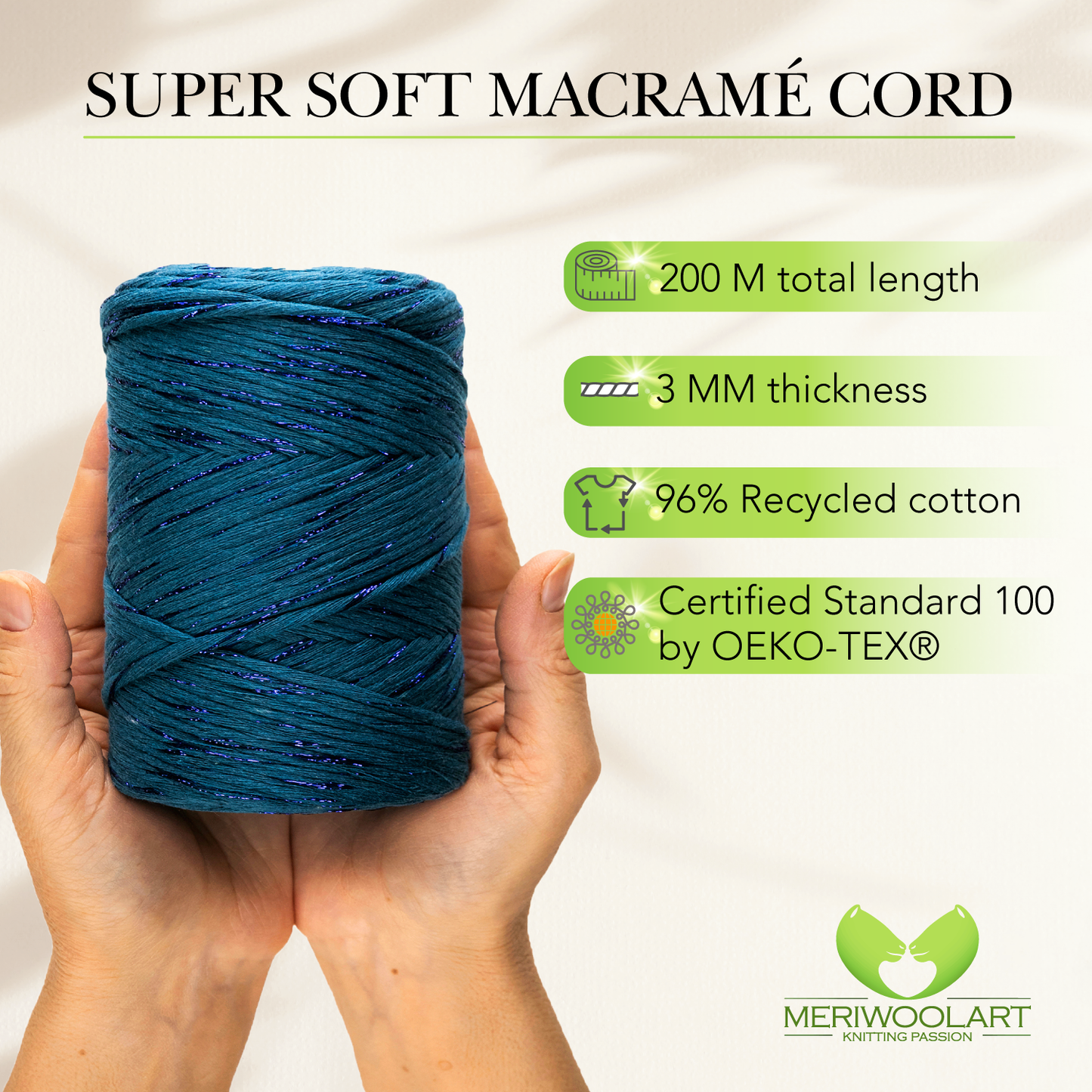 Sea Lurex Single Twisted Macramé 3mm 200m