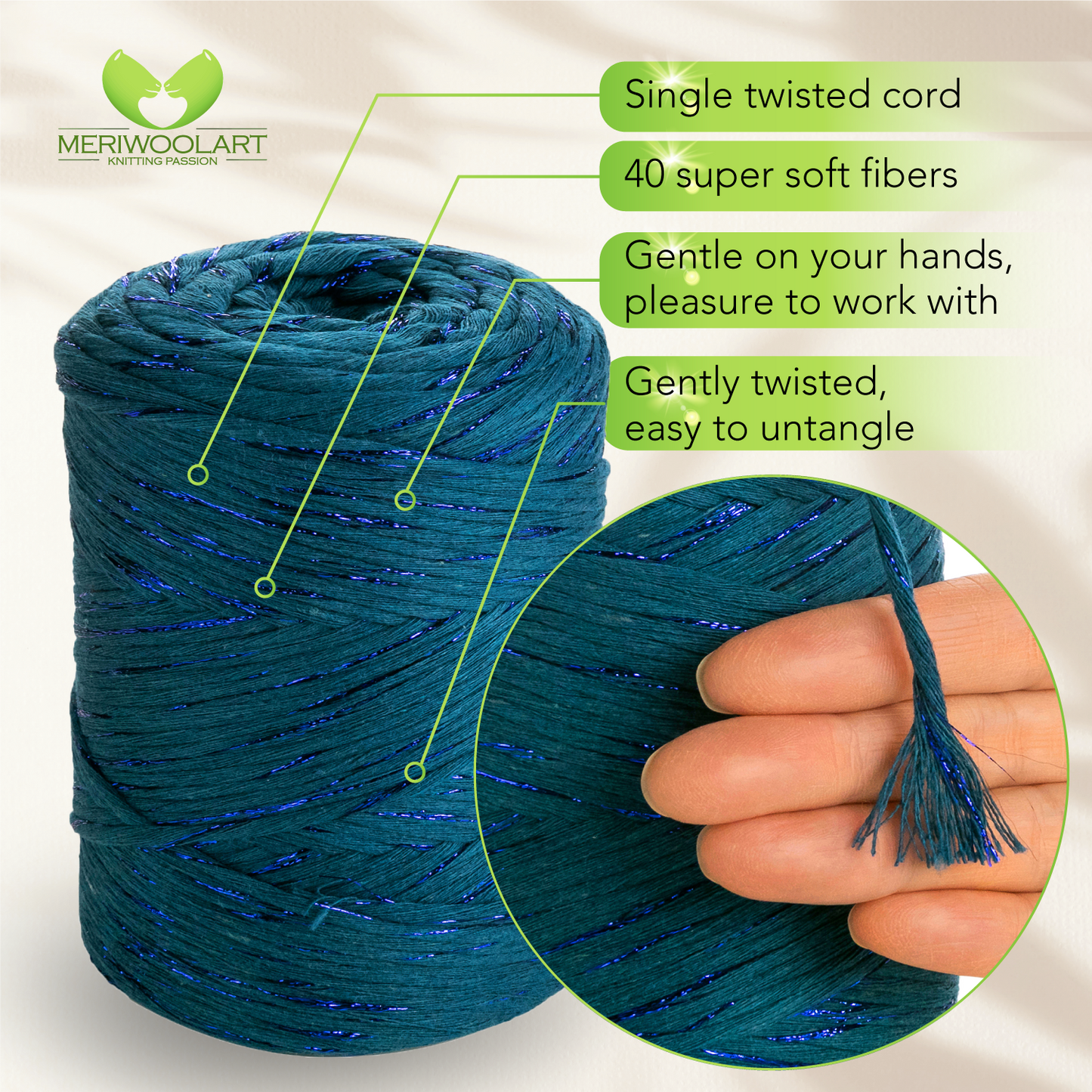 Sea Lurex Single Twisted Macramé 3mm 200m