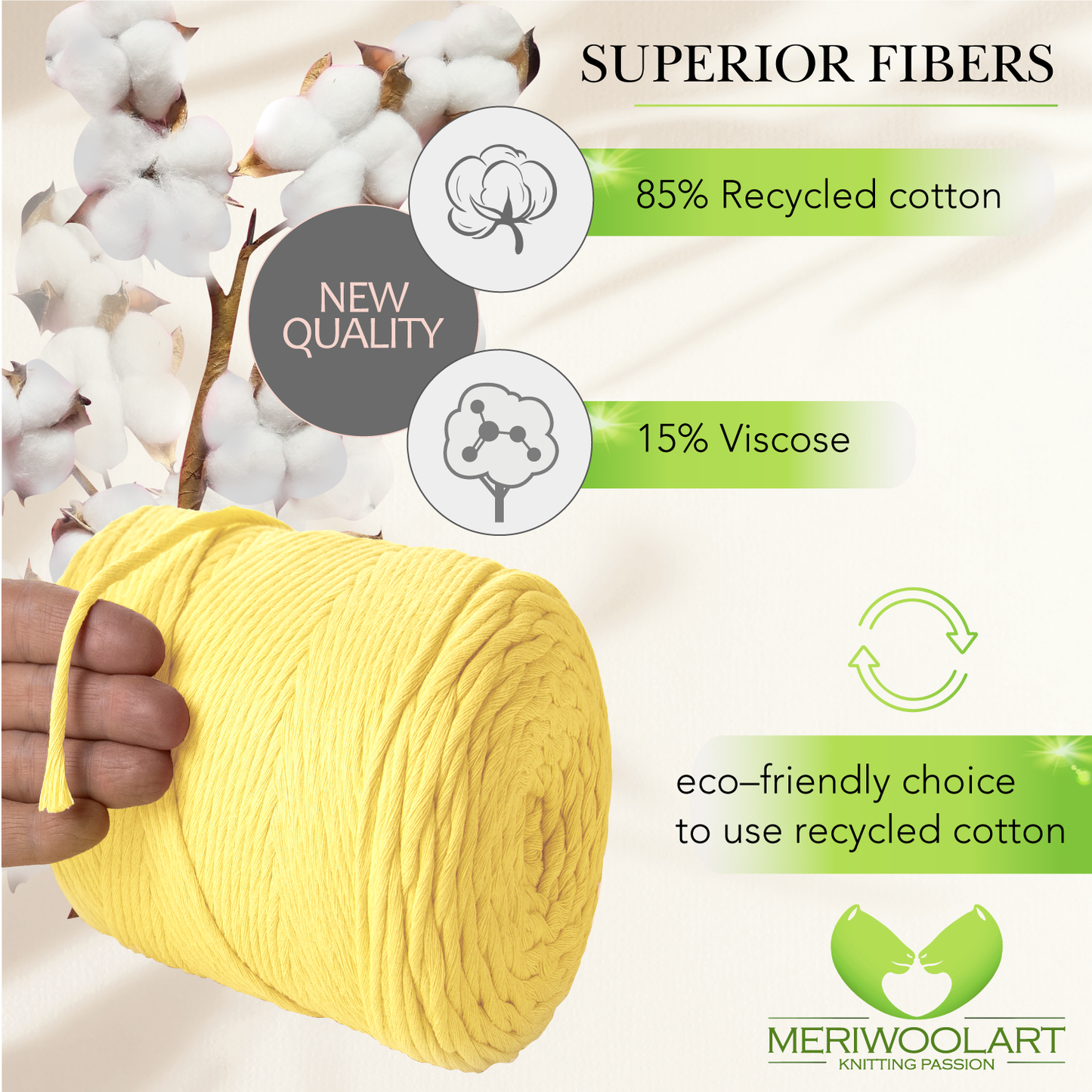 Yellow Single Twisted Macramé 4mm 225m