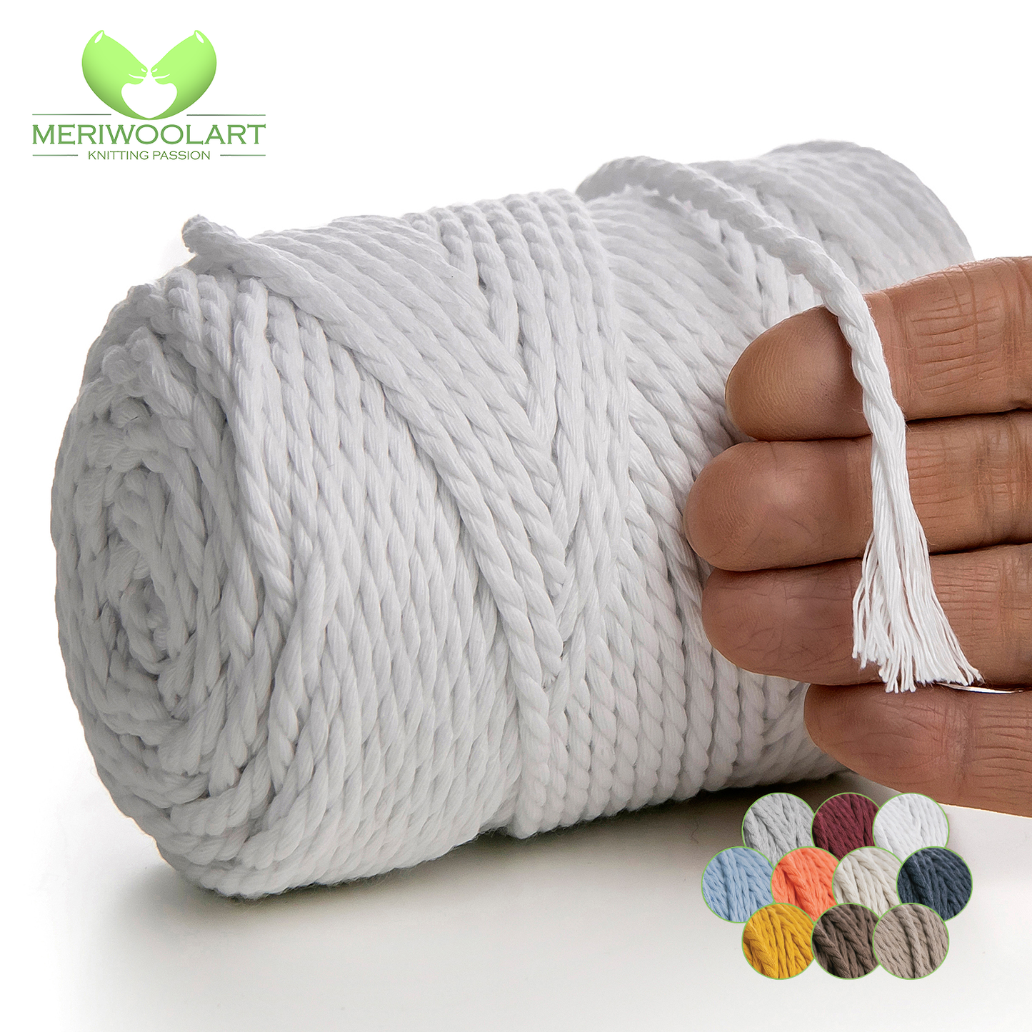 WHITE MACRAMÉ ROPE 4 MM, 75 M