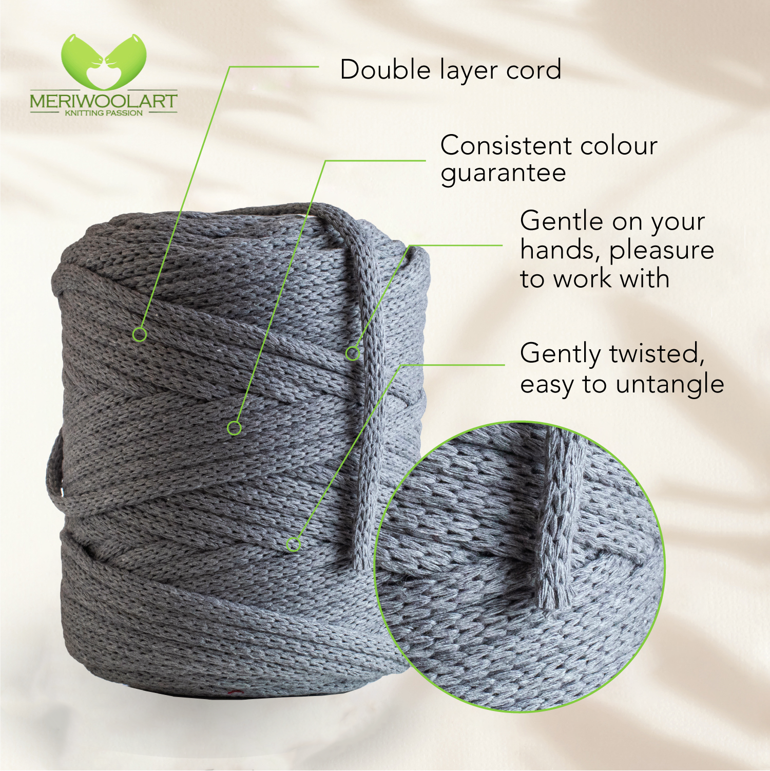 Natural Macramé Cord 6mm 85m