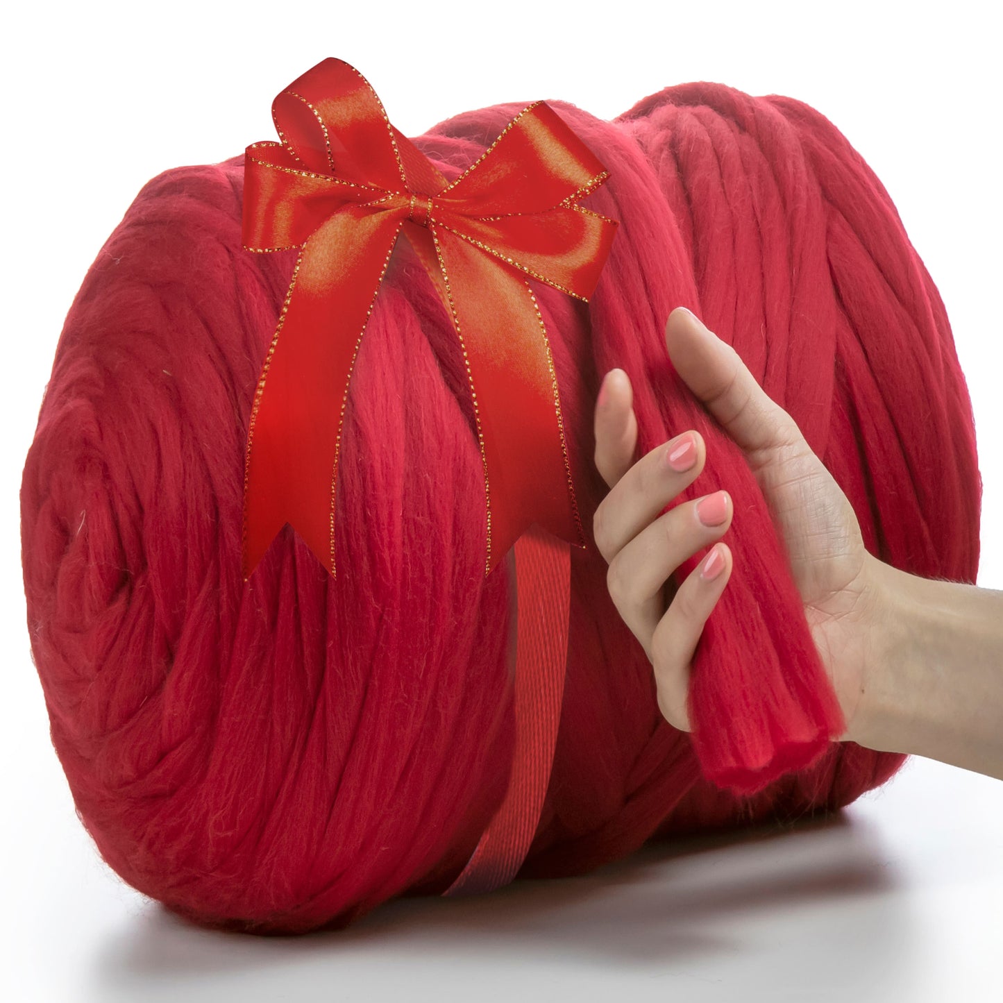 RED SUPER CHUNKY MERINO WOOL 4-5 CM, 25 MICRONS