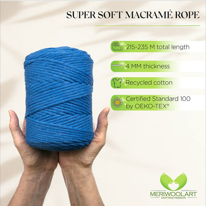 Blue Single Twisted Macramé 4mm 225m
