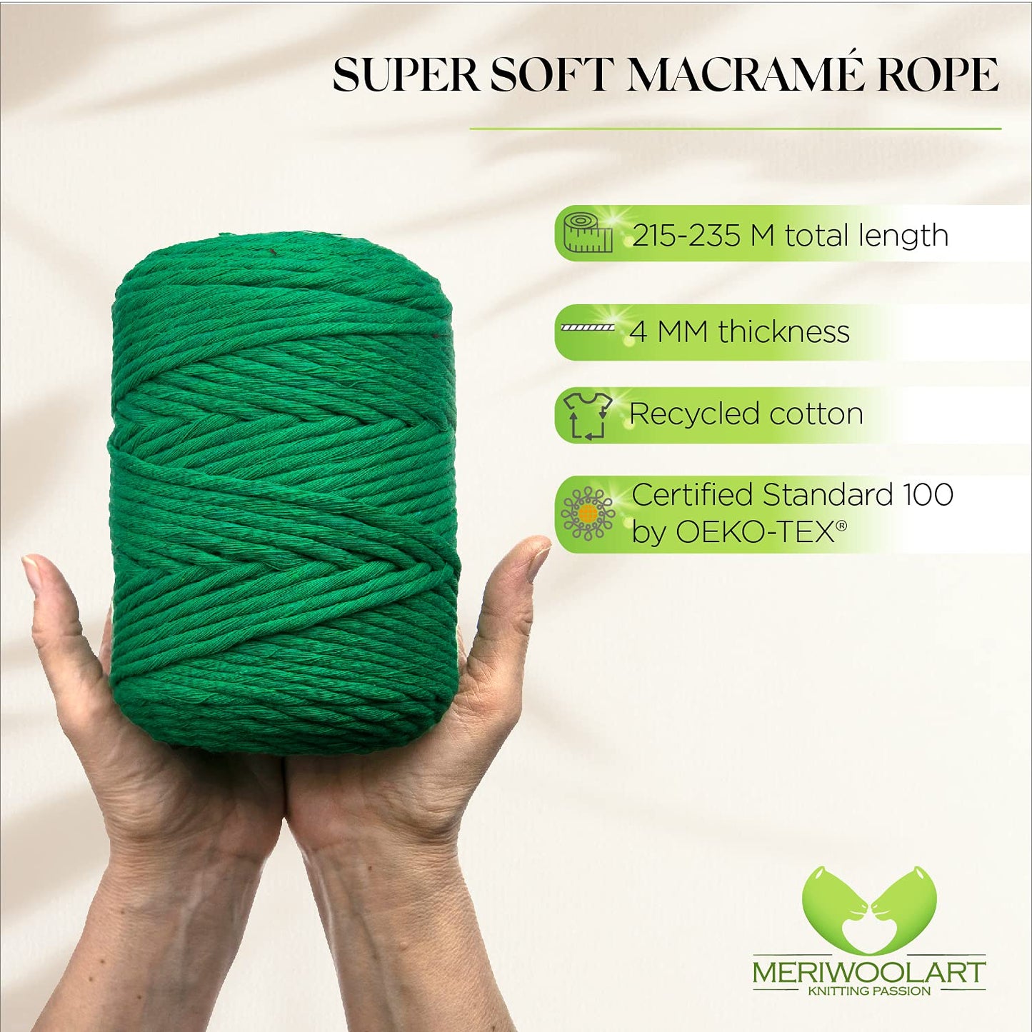 Green Single Twisted Macramé 4mm 225m