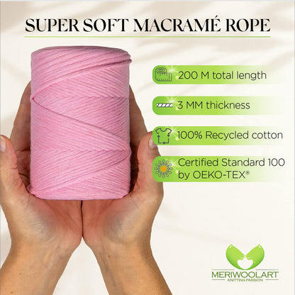 Pink Single Twisted Macramé 3mm 200m