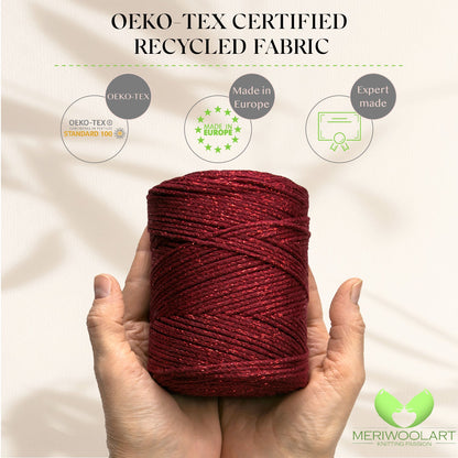 Burgundy Macramé Cotton Lurex 2mm 225m