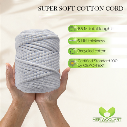 White Macramé Cord 6mm 85m