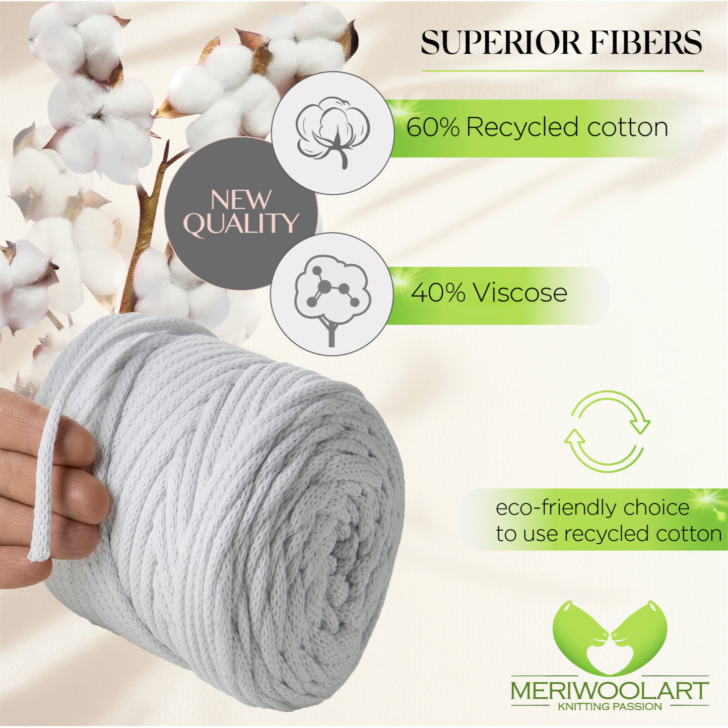White Macramé Cord 6mm 85m