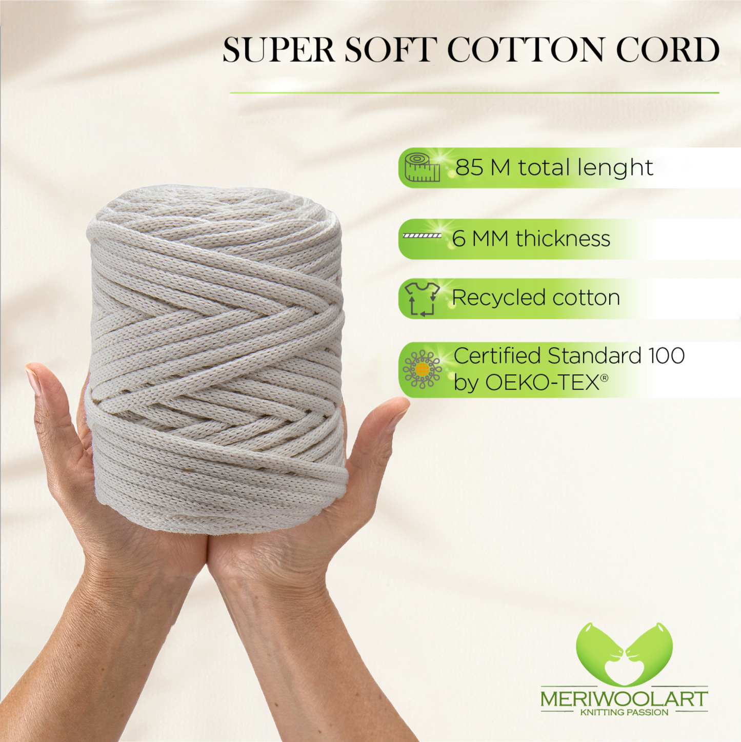 Natural Macramé Cord 6mm 85m