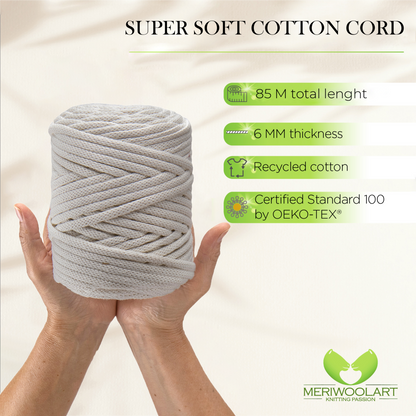 Natural Macramé Cord 6mm 85m