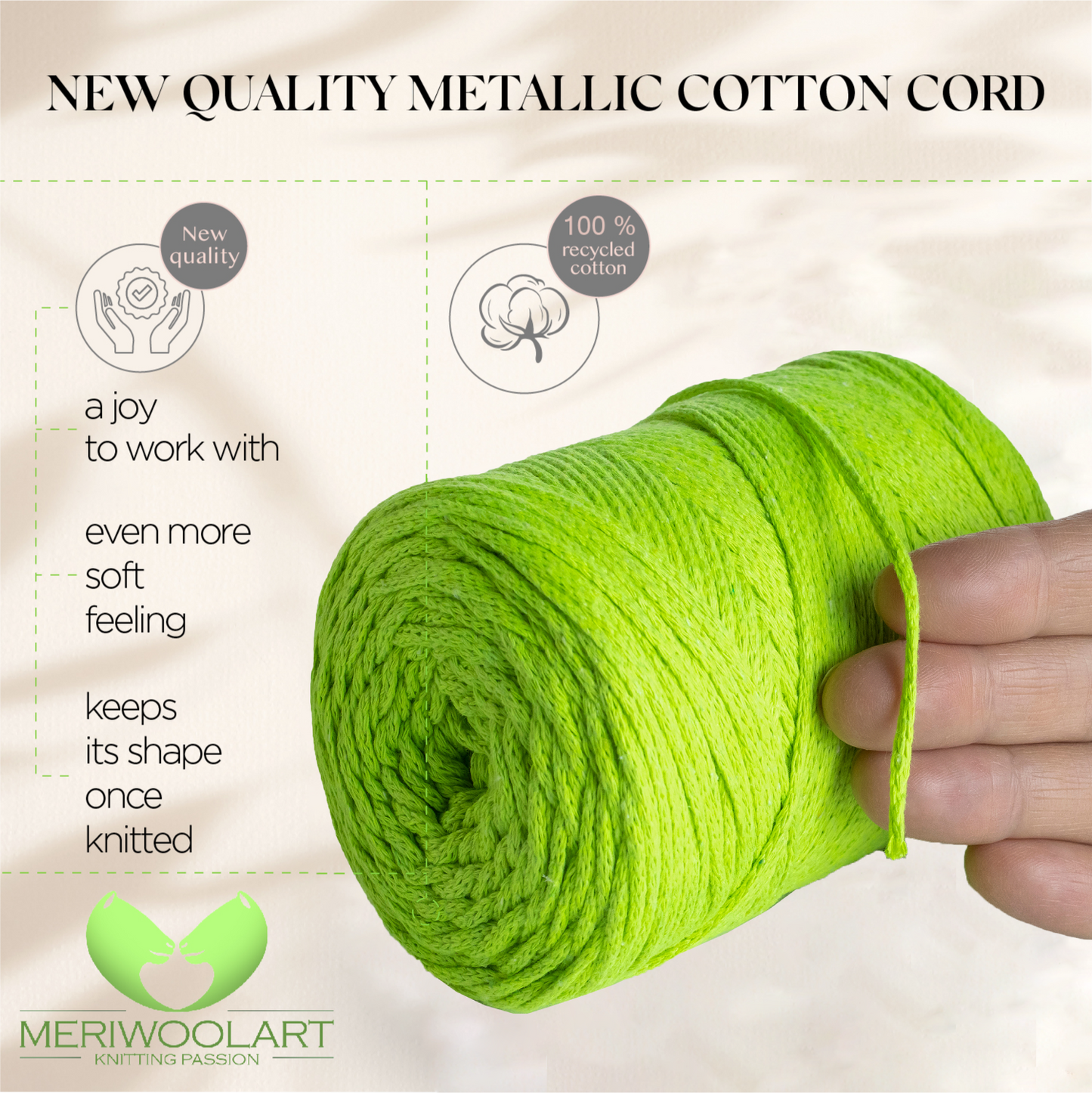 Neon Yellow Macramé Cotton 2mm 250m